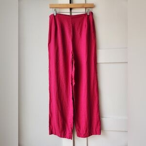 Valerie Stevens 100% Linen Pink Wide-Leg Pants